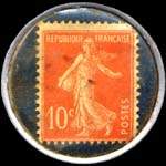 Timbre-monnaie Jacques Schuhl - 10 centimes rouge sur fond bleu - revers