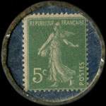 Timbre-monnaie Selleries Réunies - 5 centimes vert sur fond bleu - revers