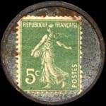 Timbre-monnaie Selleries Réunies - 5 centimes vert sur fond argenté - revers