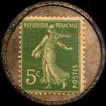Timbre-monnaie Selleries Réunies - 5 centimes vert sur fond doré vergé - revers