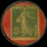 Timbre-monnaie Selleries Réunies - 5 centimes vert sur fond rouge - revers