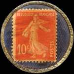 Timbre-monnaie Selleries Réunies - 10 centimes rouge sur fond bleu vergé - revers