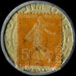 Timbre-monnaie Société Générale (type 2d) - 5 centimes jaune sur fond blanc - revers