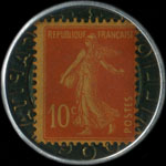 Timbre-monnaie Société Générale (type 1b) - 10 centimes rouge sur fond bleu - revers