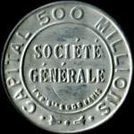 Timbre-monnaie Société Générale (type 3) - 10 centimes rouge sur fond bleu - avers