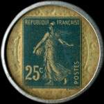 Timbre-monnaie Société Générale (type 2a) - 25 centimes bleu sur fond blanc - revers
