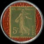 Timbre-monnaie Société Générale (type 1a) - 5 centimes vert sur fond rouge - revers