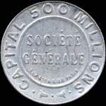 Timbre-monnaie Société Générale (type 1) - 5 centimes vert sur fond rouge - avers