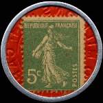 Timbre-monnaie Société Générale (type 2b) - 5 centimes vert sur fond rouge - revers