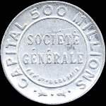 Timbre-monnaie Société Générale (type 2a) - 10 centimes rouge sur fond bleu - avers
