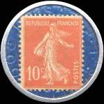 Timbre-monnaie Société Générale (type 2a) - 10 centimes rouge sur fond bleu - revers