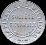 Timbre-monnaie Société Générale (type 2b) - 10 centimes rouge sur fond bleu turquoise - avers