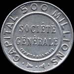 Timbre-monnaie Société Générale (type 2c) - 10 centimes rouge sur fond bleu - avers