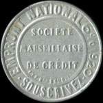Timbre-monnaie Société Marseillaise de Crédit (type 1 petites inscriptions) - 15 centimes vert ligné sur fond doré - avers