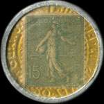 Timbre-monnaie Société Marseillaise de Crédit (type 1 petites inscriptions) - 15 centimes vert ligné sur fond doré - revers