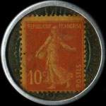 Timbre-monnaie Société Marseillaise de Crédit (type 2 grandes inscriptions) - 10 centimes rouge sur fond bleu - revers