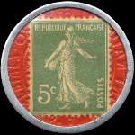 Timbre-monnaie Société Marseillaise de Crédit (type 2 grandes inscriptions) - 5 centimes vert sur fond rouge - revers