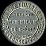 Timbre-monnaie Société Marseillaise de Crédit (type 4 grandes inscriptions) - 5 centimes vert sur fond vert - avers