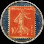 Timbre-monnaie Société Marseillaise de Crédit (type 2 grandes inscriptions) - 10 centimes rouge sur fond bleu - revers