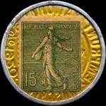 Timbre-monnaie Société Marseillaise de Crédit (type 1 petites inscriptions) - 15 centimes vert ligné sur fond doré - revers