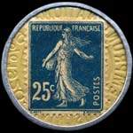 Timbre-monnaie Société Marseillaise de Crédit (type 1 petites inscriptions) - 25 centimes bleu sur fond blanc - revers