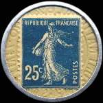Timbre-monnaie Société Marseillaise de Crédit (type 2 grandes inscriptions) - 25 centimes bleu sur fond blanc - revers