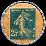 Timbre-monnaie Société Marseillaise de Crédit (type 3 petites inscriptions) - 25 centimes bleu sur fond crème - revers