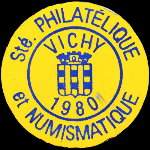 Timbre-monnaie Soci�t� Philat�lique et Numismatique - Vichy 1980 - 50 centimes violet sur fond vert-jaune - avers