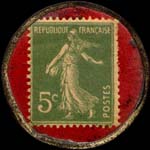 Timbre-monnaie So�tena�y - Huile de foie de morue - 5 centimes vert sur fond rouge - revers