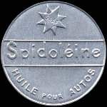 Timbre-monnaie Spidoléine (type 2 avec inscriptions visibles au verso) - 5 centimes vert sur fond rouge - avers