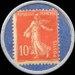 Timbre-monnaie Spidol�ine (type 1 avec inscriptions non visibles au verso) - 10 centimes rouge sur fond bleu - revers
