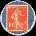 Timbre-monnaie Spidol�ine (type 3 sur papier quadrill�) - 10 centimes rouge sur fond bleu - revers
