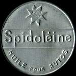 Timbre-monnaie Spidoléine (type 1 avec inscriptions non visibles au verso) - 15 centimes vert ligné sur fond rouge - avers