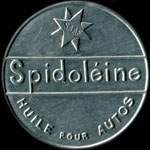 Timbre-monnaie Spidoléine (type 2 avec inscriptions visibles au verso) - 15 centimes vert ligné sur fond rouge - avers