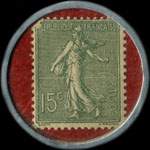 Timbre-monnaie Spidol�ine (type 2 avec inscriptions visibles au verso) - 15 centimes vert lign� sur fond rouge - revers