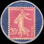 Timbre-monnaie Spidol�ine (type 1 avec inscriptions non visibles au verso) - 20 centimes rose sur fond bleu - revers