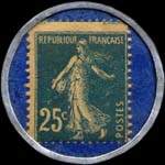 Timbre-monnaie Spidol�ine (type 1 avec inscriptions non visibles au verso) - 25 centimes bleu sur fond bleu - revers
