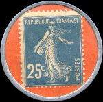 Timbre-monnaie Spidol�ine (type 1 avec inscriptions non visibles au verso) - 25 centimes bleu sur fond orange - revers