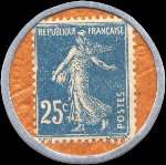 Timbre-monnaie Spidol�ine (type 2 avec inscriptions visibles au verso) - 25 centimes bleu sur fond orange - revers