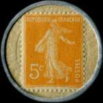Timbre-monnaie Spidol�ine (type 2 avec inscriptions visibles au verso) - 5 centimes orange sur fond blanc - revers