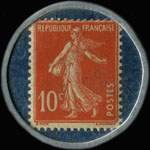 Timbre-monnaie Spidol�ine (type 2 avec inscriptions visibles au verso) - 10 centimes rouge sur fond bleu - revers
