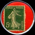 Timbre-monnaie Talon L.T.S. - 5 centimes vert sur fond rouge - revers