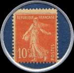 Timbre-monnaie Talon L.T.S. - 10 centimes rouge sur fond bleu - revers
