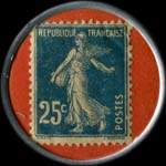 Timbre-monnaie Talon L.T.S. - 25 centimes bleu sur fond rouge - revers