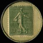 Timbre-monnaie Tarragonaise - Grande Liqueur Française - 15 centimes vert-ligné sur fond blanc - revers