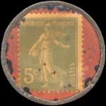 Timbre-monnaie Teinturerie E.Rouchon - 5 centimes vert sur fond rouge - revers