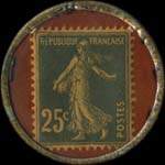 Timbre-monnaie Teinturerie E.Rouchon - 25 centimes bleu sur fond orangé - revers
