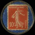 Timbre-monnaie The Sport - Type 2 (Breveté s.g.d.g.) - 10 centimes rouge sur fond bleu - revers