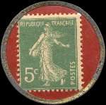 Timbre-monnaie The Sport - Type 1 (Bt s.g.d.g.) - 5 centimes vert sur fond rouge - revers