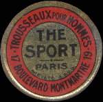 Timbre-monnaie The Sport - Type 2 (Breveté s.g.d.g.) - 5 centimes vert sur fond rouge - avers